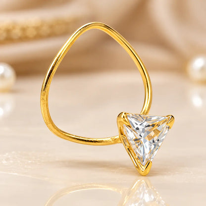 Beautiful Gold Polish White Gem Triangular Nosepin