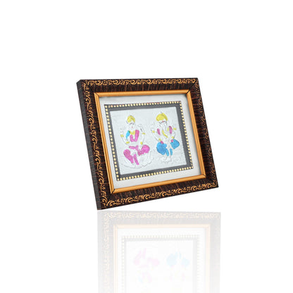 Silver-framed Laxmi and Ganesh Idol - Blessings for Prosperity