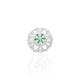 Silver ring featuring a combination of shiny green and white stones, offering a stunning and elegant accessory.