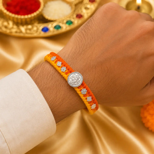Divine Ganpati Silver Rakhi (combo)