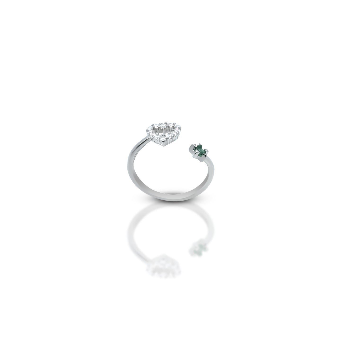 Elegant sterling silver ring with a delicate flower and heart-shaped motif, perfect for her