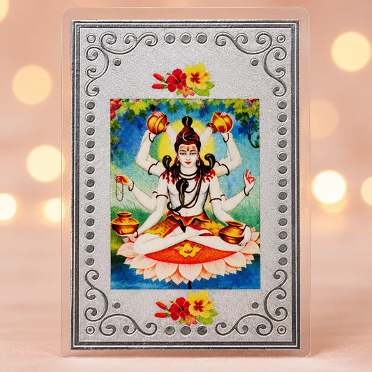 Silver Plated Maha Mrityunjaya Yantra Attract Wealth, Prosperity & Abundance