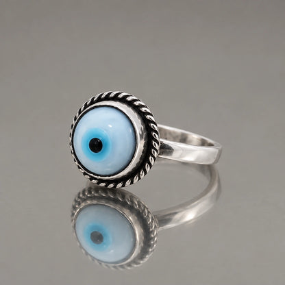 Sterling Silver Evil Eye Design Ring for Girls