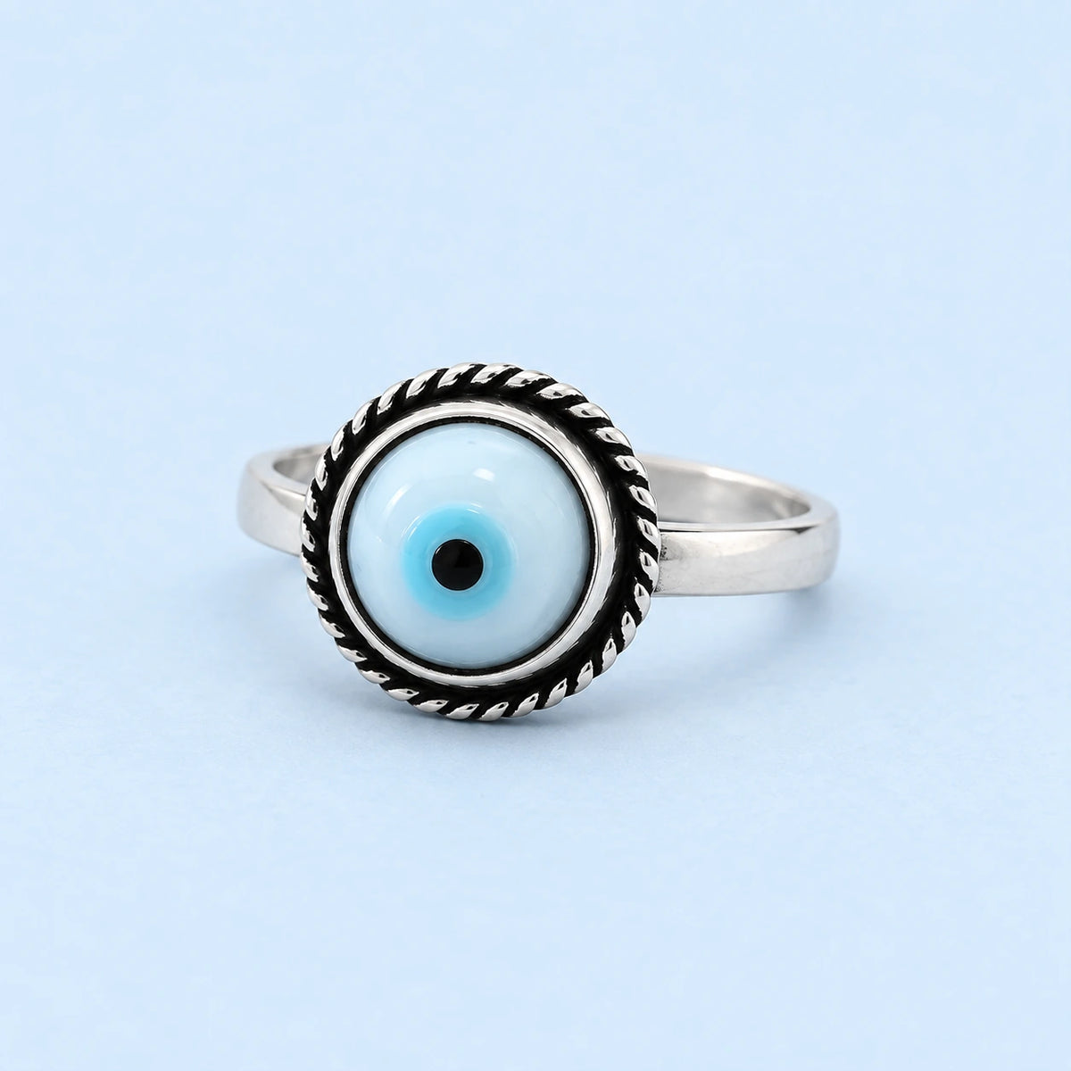 Sterling Silver Evil Eye Design Ring for Girls