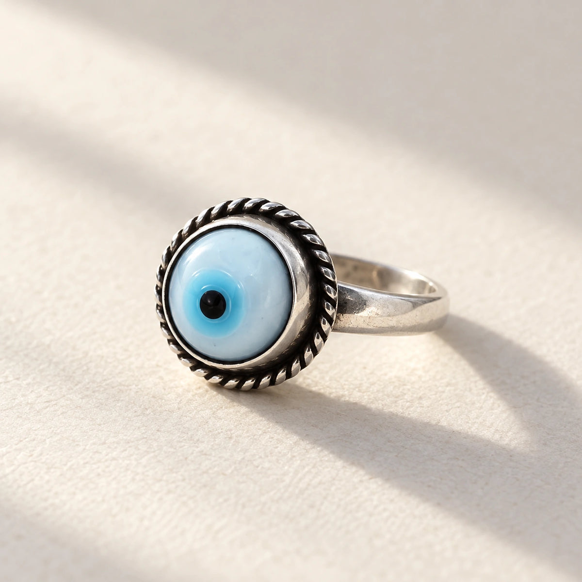 Sterling Silver Evil Eye Design Ring for Girls