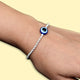 Silver Center Round Shape Blue Evil Eye Bracelet