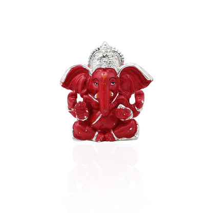 Buy Expensive Red Silver Ganpati Murti, Khushbu Jewellers