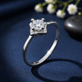 Sterling Silver Square Flower Solitaire Ring for Women