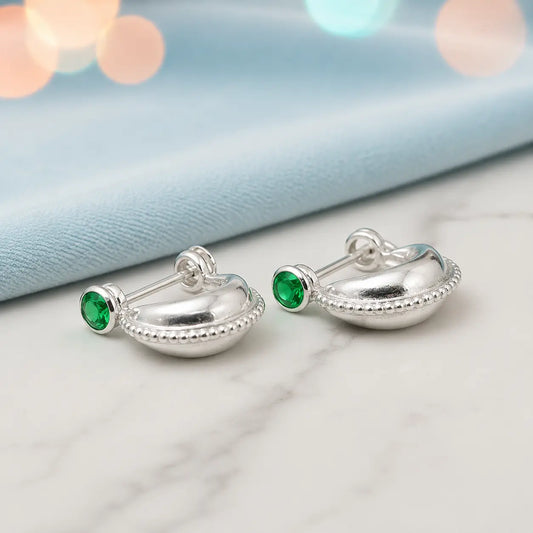 Handcrafted Silver Bali Stud Earrings for Boys