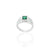 Close-up of a silver ring for boys with a stunning green gemstone, perfect for adding a pop of color and sophistication