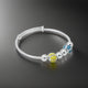 Sterling Silver Blue and Yellow Beads Kada for Boys