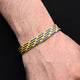 Silver Stylish Blue &amp; Yellow Knitted Moli Bracelet