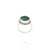 Close-up of a silver ring with a beautiful green gemstone, offering a timeless accessory for her