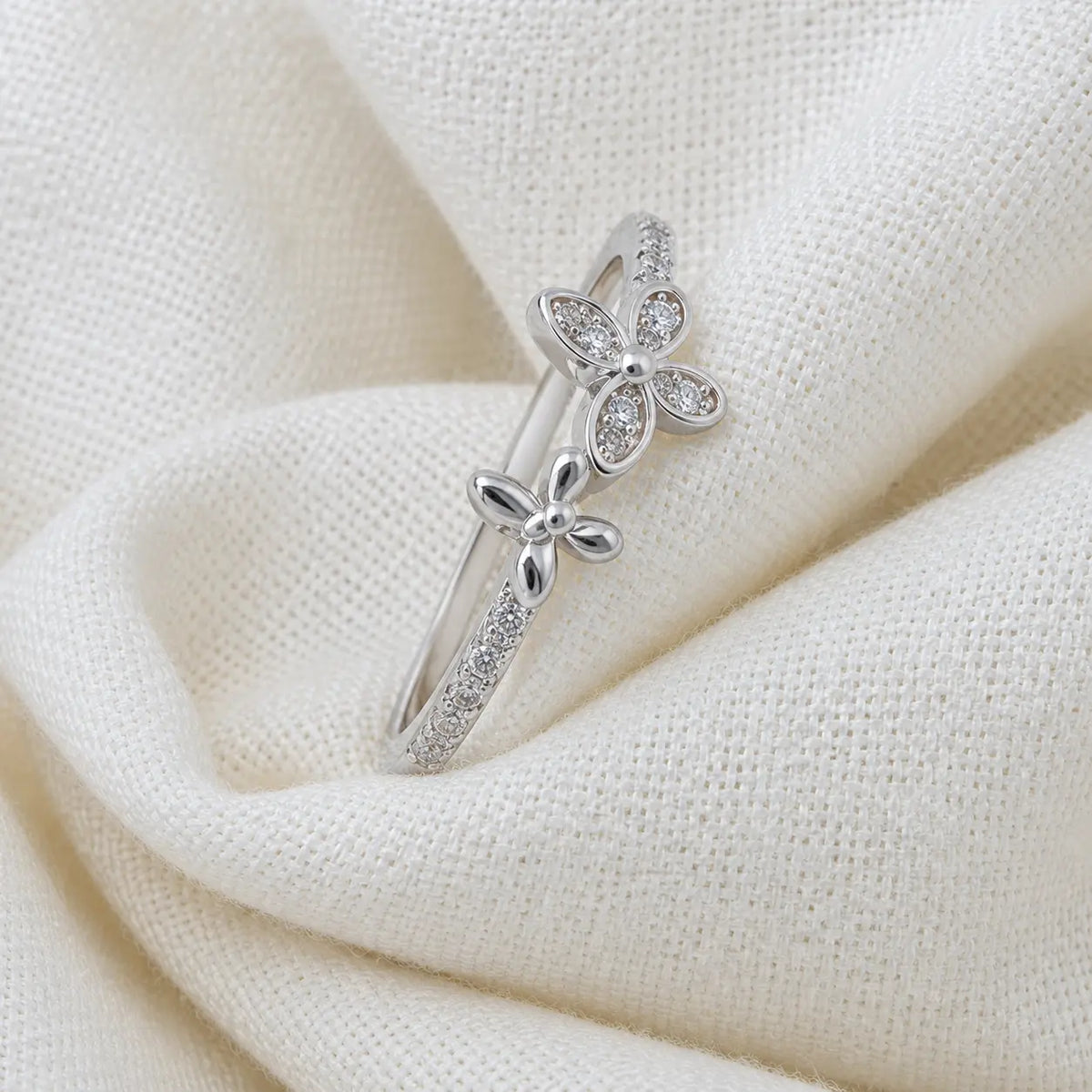 Butterfly Twin Silver Ring