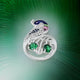 Sterling Silver Green Stone with Peacock Design Ring for Girls