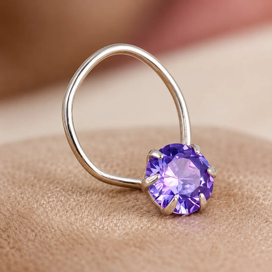 Modern Nose Pin with Octagon Gemstone Cut
