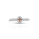 Silver girls' kada featuring a center orange four-leaf clover design