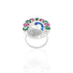 Silver "Divine Love of Krishna " Colorful Peacock Ring