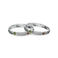 Silver chudi for girls featuring colorful gemstone accents with a wind and flower design, offering a lively and elegant touch.