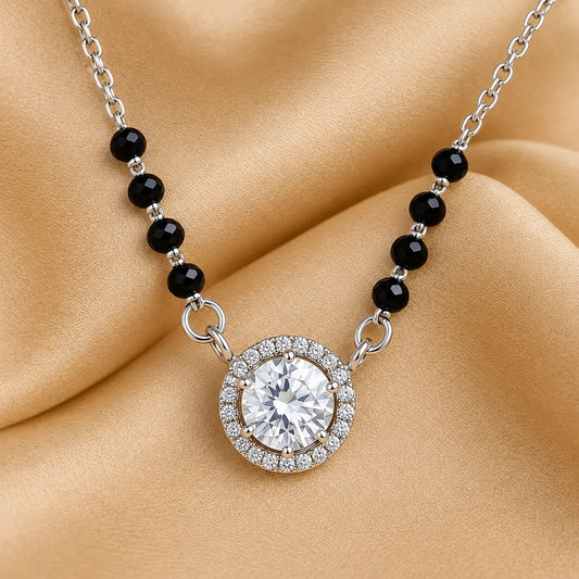Sterling Silver Center Big CZ Stone Mangalsutra for Girls