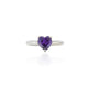 Silver Purple Vibrant Heart Ring