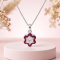 Floral Ruby Silver Pendant