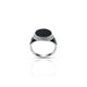 Sterling Silver Black Resin Round Signet Ring for Boys