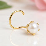 (13 Pcs ₹1699 combo) Pearl Glow Gold Polish Silver Nose Pin