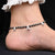 Sterling Silver Red Gem Stone with Silver and Black Beads Anklet for Girls
