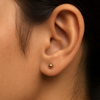 Elegant Gold Polish Round Silver Stud Earrings