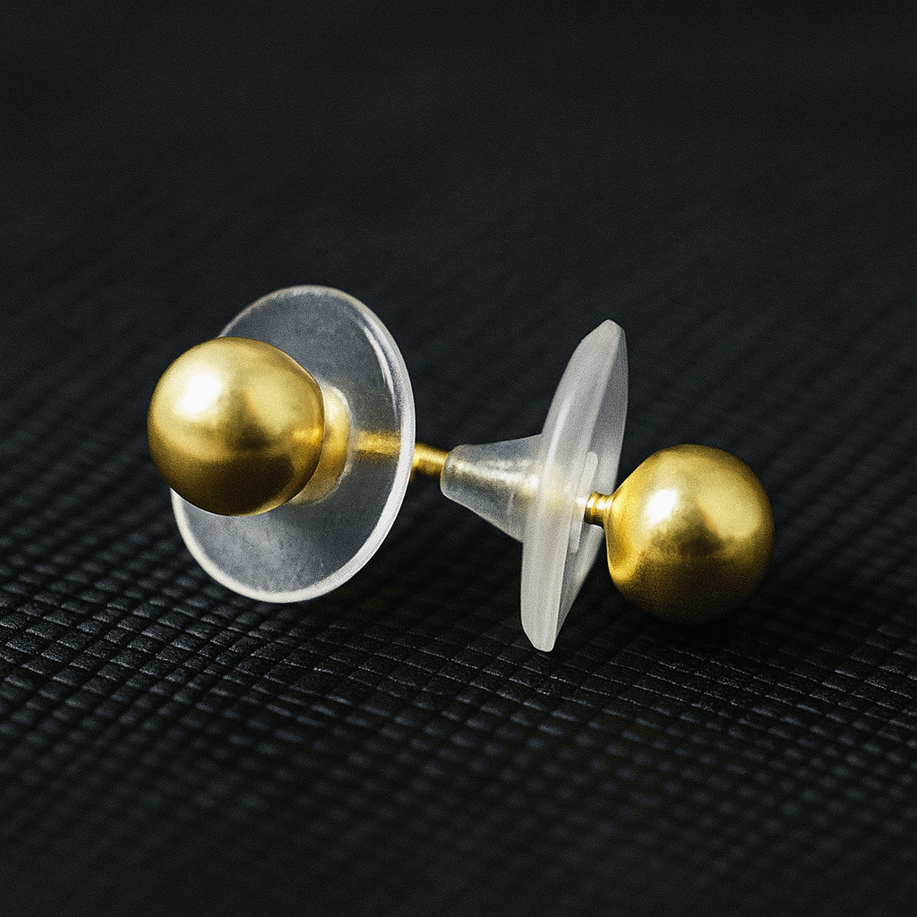 Elegant Gold Polish Round Silver Stud Earrings