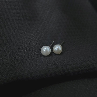 Silver Pearl Stud Earrings with Matching Pearl Pendant Necklace