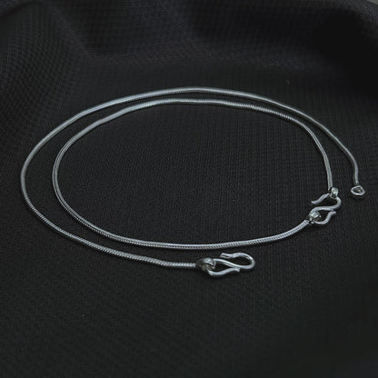 Classic Snake Chain Silver Anklet with S-Hook Lock