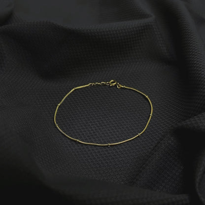 Pure Silver Snake Chain Bracelet with Bead Spacers