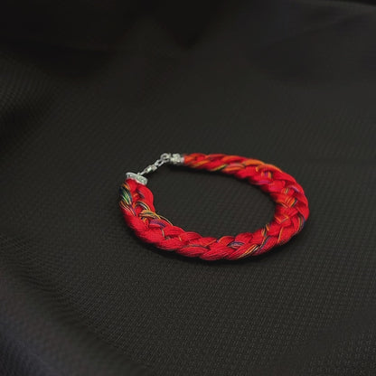 Silver Royal Red Knitted Kalava Moli Bracelet