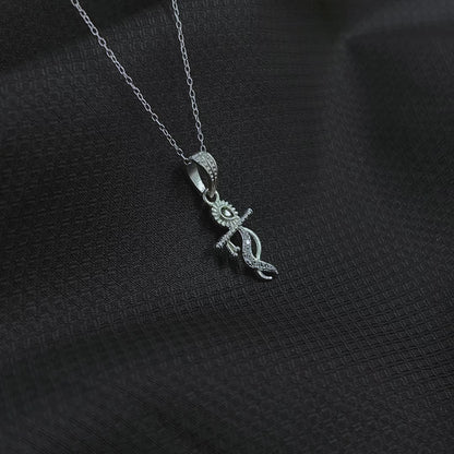 Silver Lord Krishna Flute Pendant With Stone for Men & Women