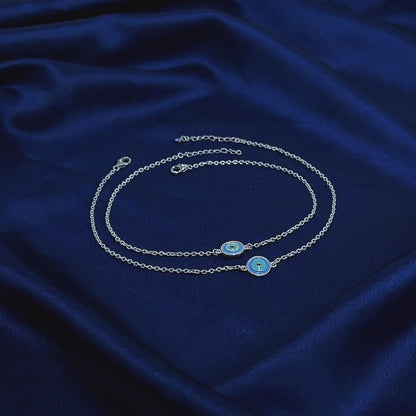 Nazar Suraksha Evil Eye Silver Anklet Pair