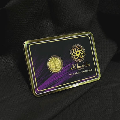 50mg Pure Gold Foil Coin 999 Fine Gold khushbu jewellers