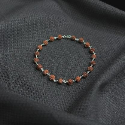 Handcrafted Silver Rudraksha Beads Bracelet