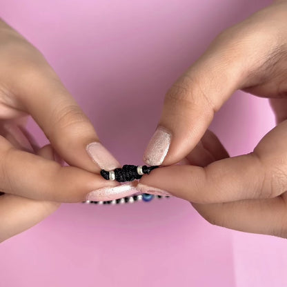 Silver Bead Evil Eye Dhaga Bracelet