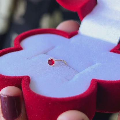 (Buy 1 get 1) Gold Polish Nose Pin with Round Multicolour Stone