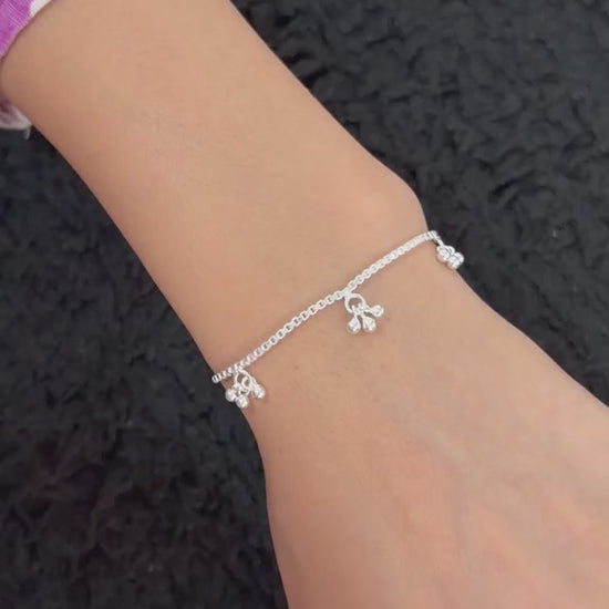 Silver Beaded Charm Bracelet for Women