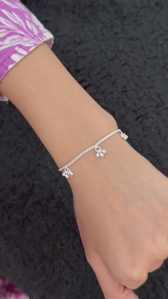 Silver Beaded Charm Bracelet for Women