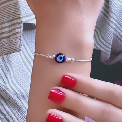 Minimalist Evil Eye Sterling Silver Bracelet