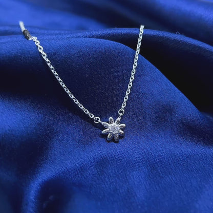 Tiny Flower Black Beads Silver Mangalsutra