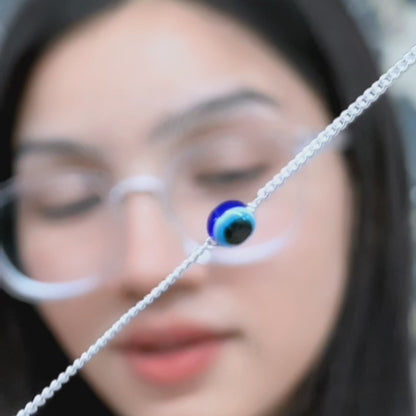 Handcrafted Evil Eye Silver Bracelet with Nazar Bead