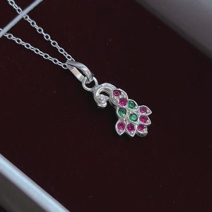 Classic Indian Peacock Silver Pendant