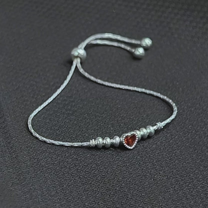 Adjustable Pure Silver Heart Love Bracelet