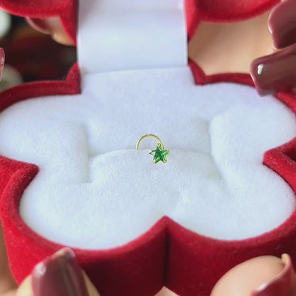 (Buy 1 get 1) Gold Polish Nose Pin with Star Multicolour Stones