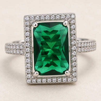 Sterling Silver Emerald Ring For Women and Girls